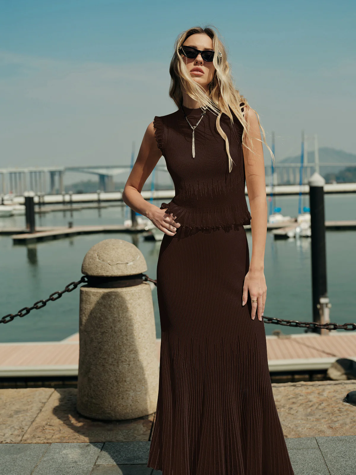 Ribbed Knit Ruffle Top