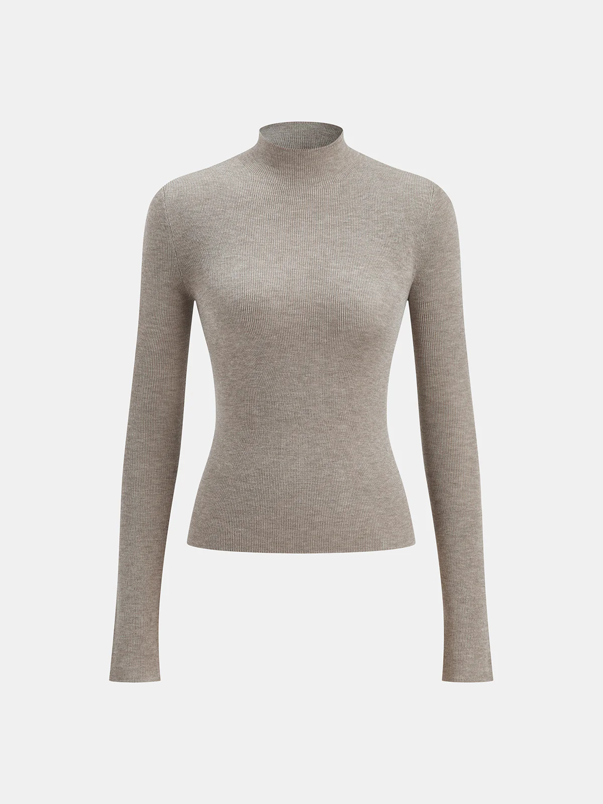 Mock Neck Wool-Blend Knit Top