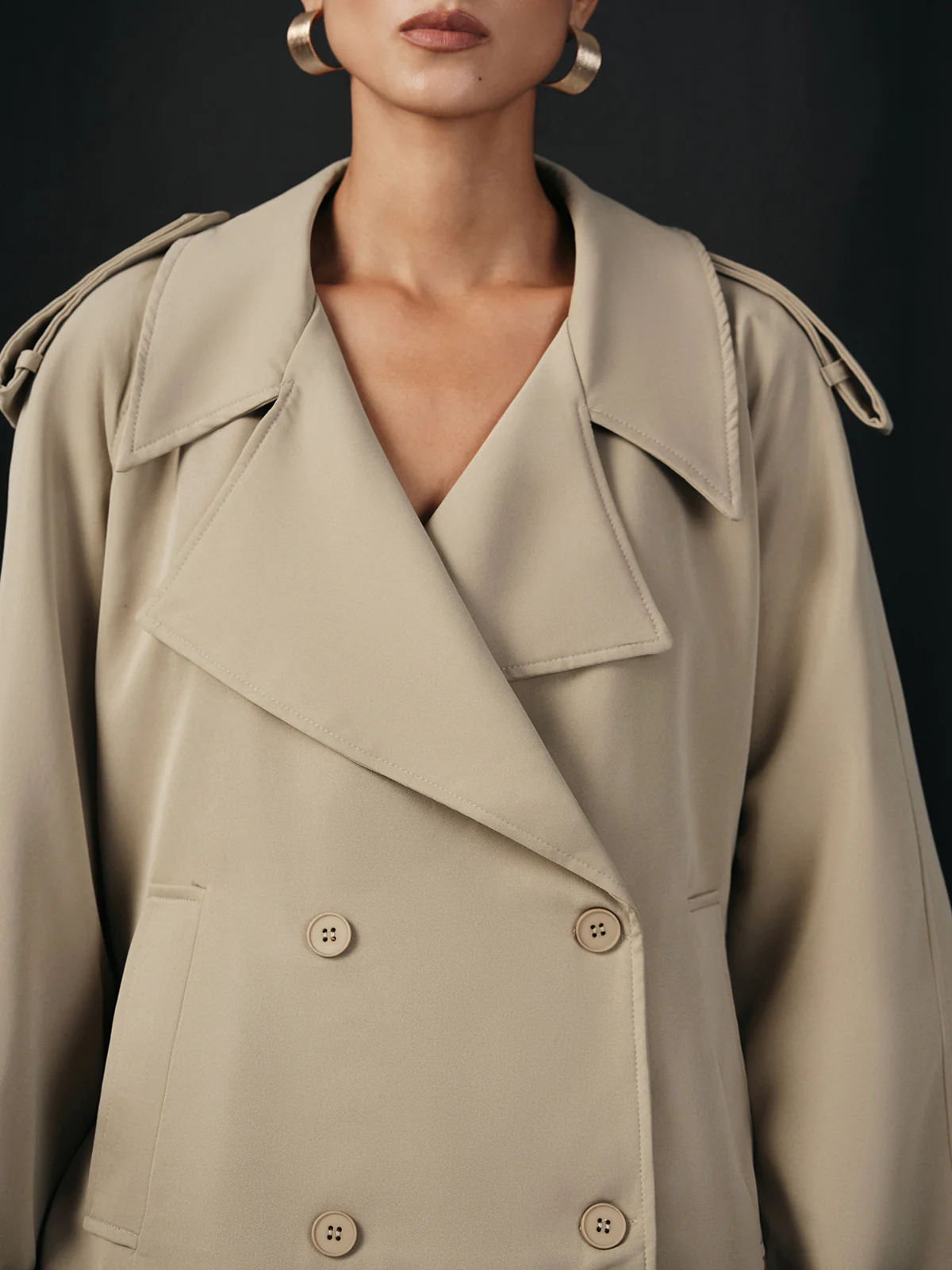 Wide Lapel Belted Trench Coat
