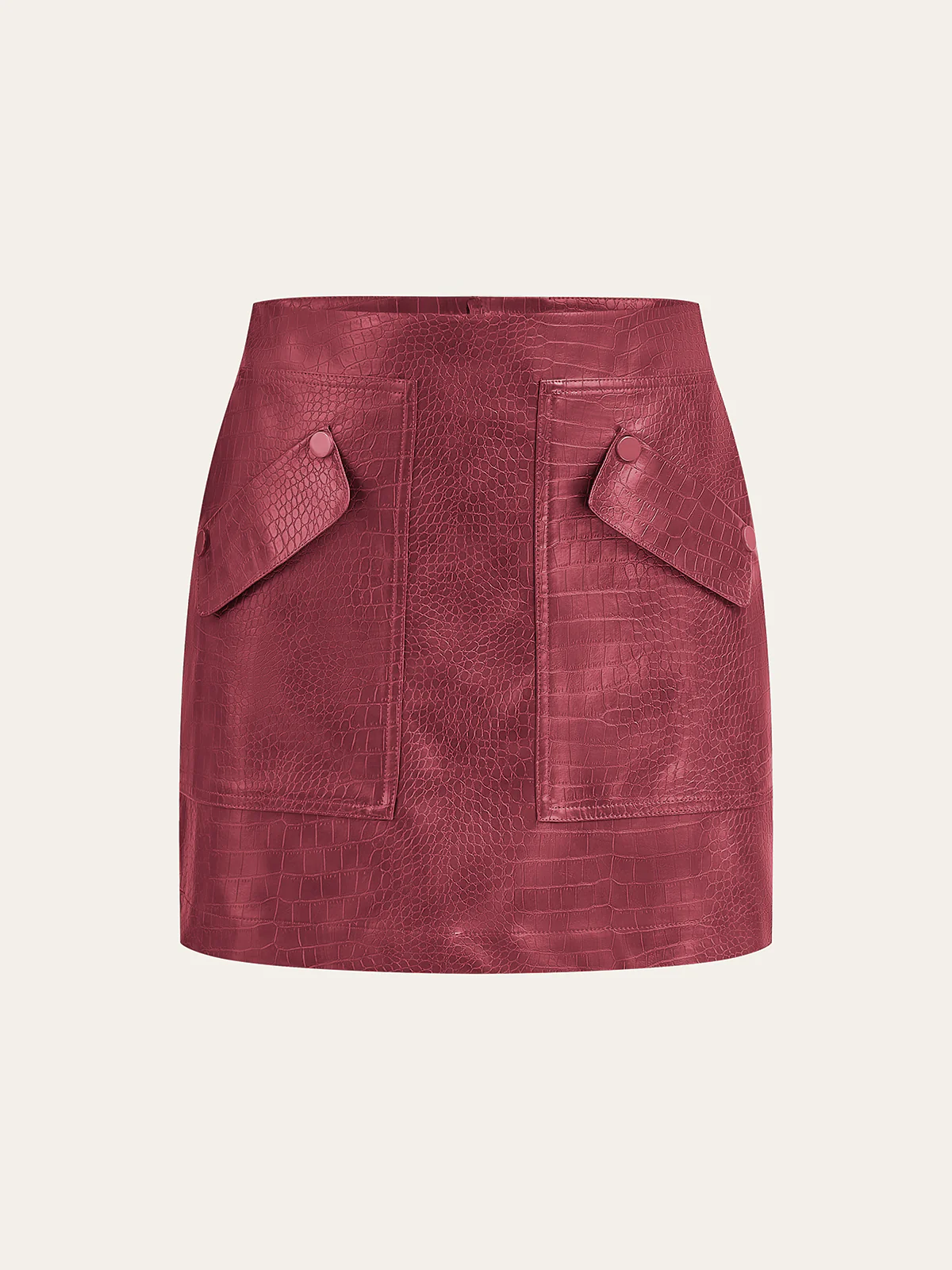 Faux Leather Crocodile-Embossed Mini Skirt