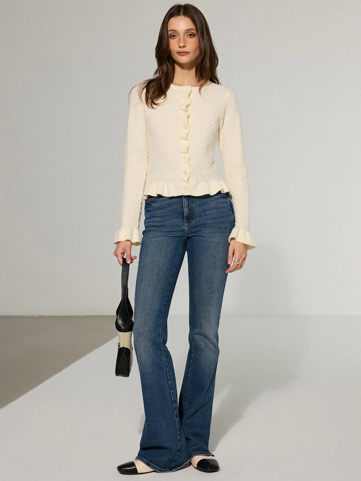 Textured Ruffle Knit Top