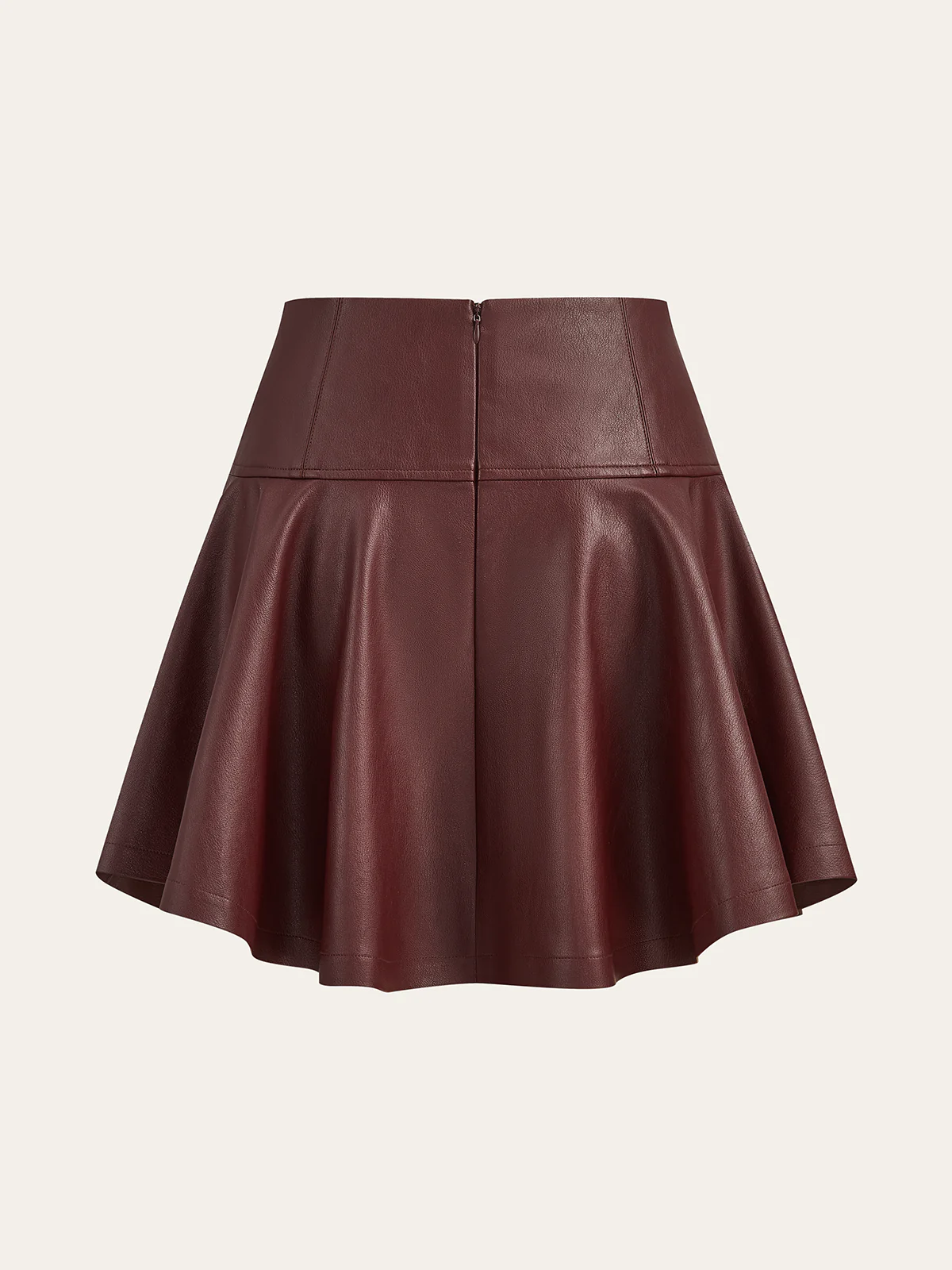 PU High-Waisted Flared Mini Skirt