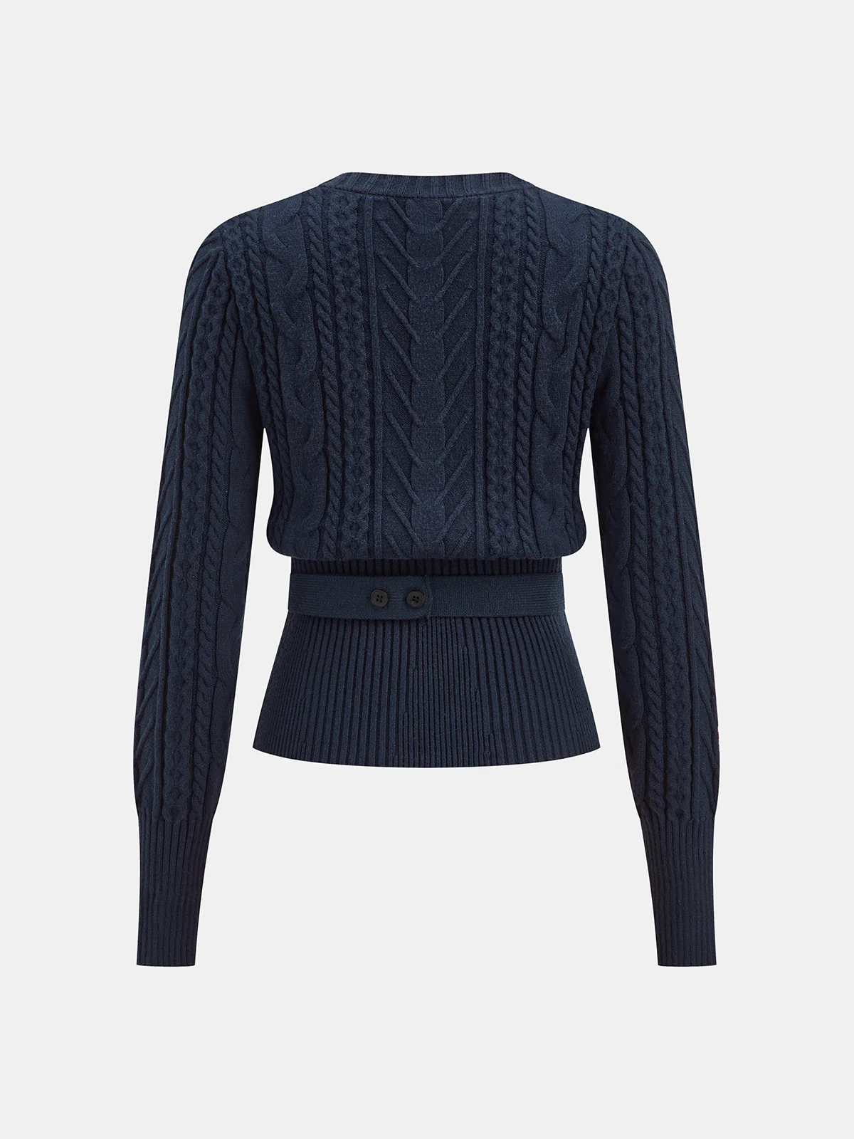 Cinched Waist Belted Cable Knit Top