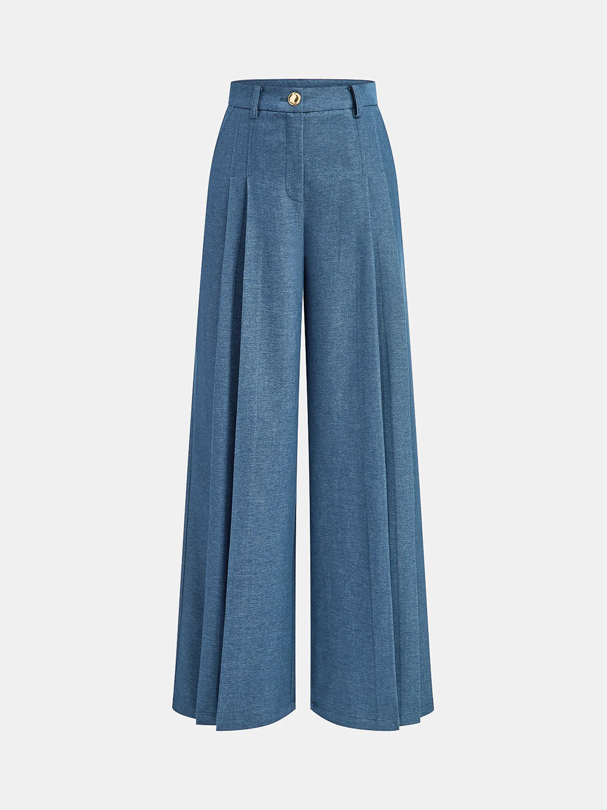 Mid-Waisted Pleated Wide-Leg Pants