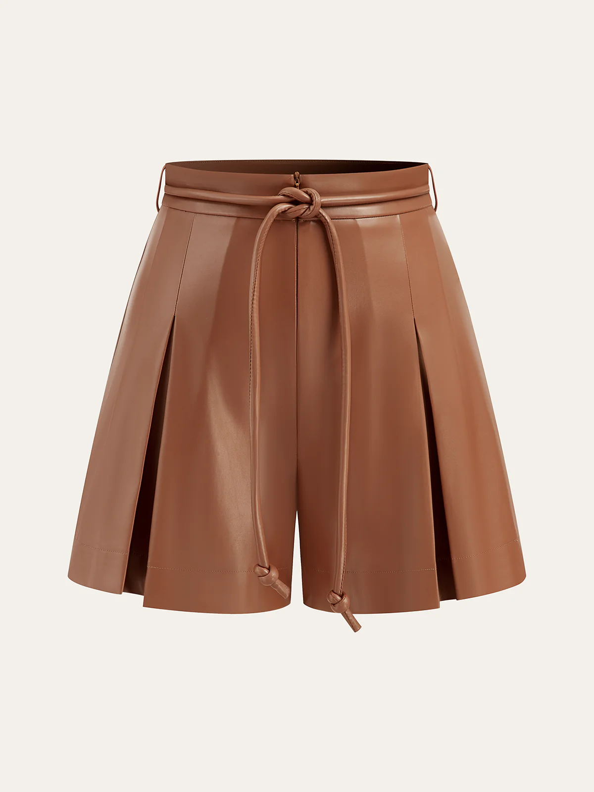 Pleated Fuax Leather Shorts