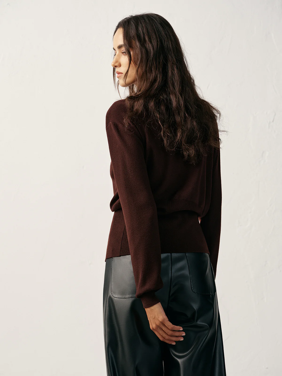 Metal Button V-Neck Knit Cardigan