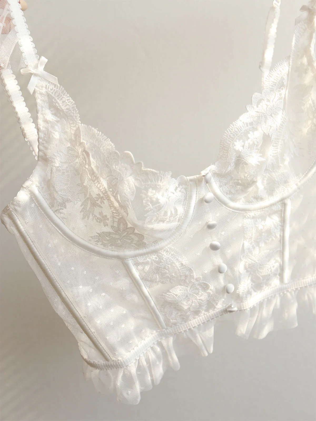 Floral Sheer Lace Mesh Corset Crop Top