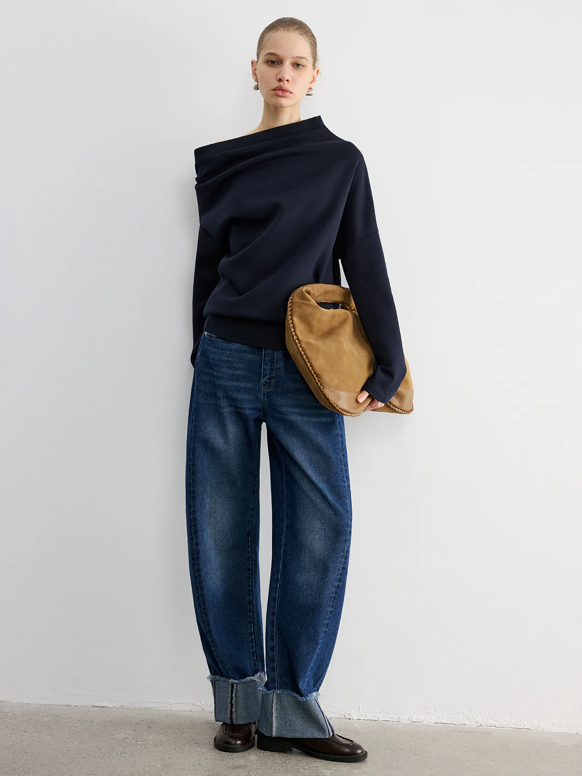 Off-Shoulder Cotton-Blend Sweatshirt