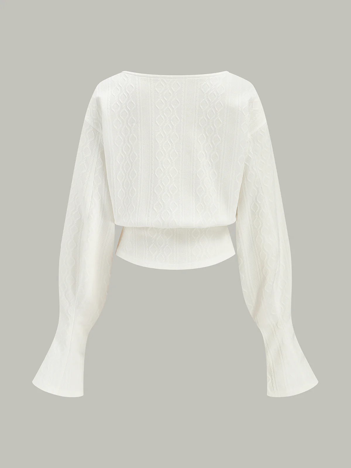 Textured Jacquard Mutton Sleeve Sweatshirt