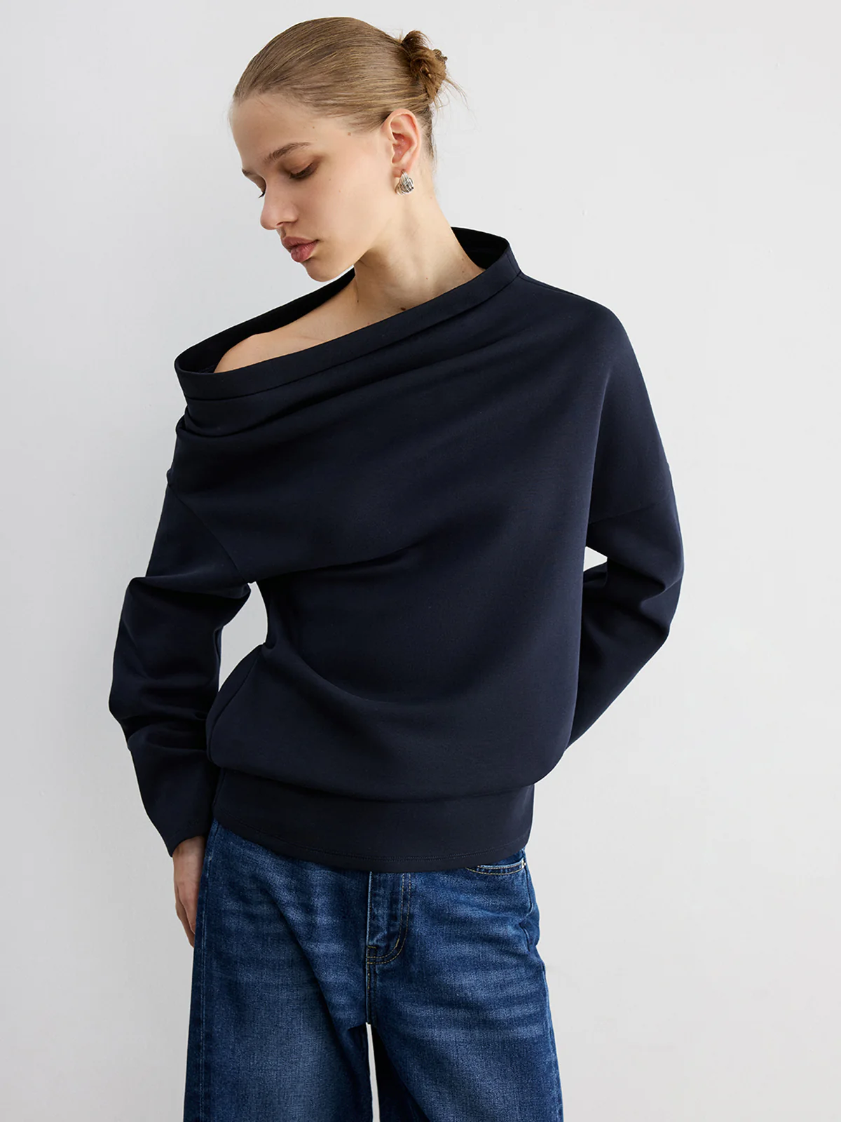 Off-Shoulder Cotton-Blend Sweatshirt