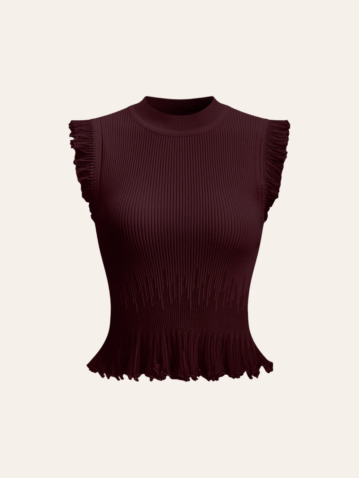 Ribbed Knit Ruffle Top