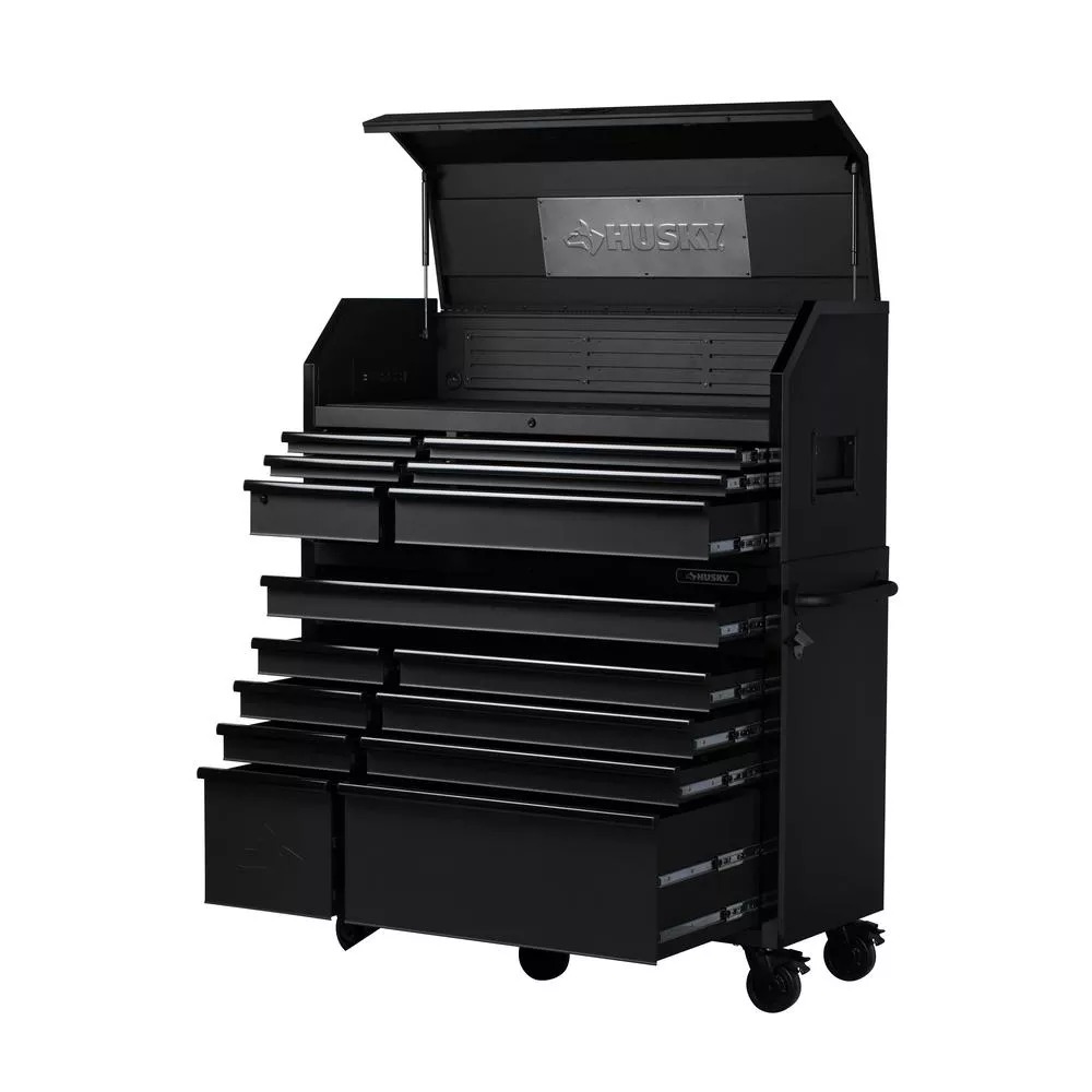 HEAVYDUTY 52 IN. W 15DRAWER, DEEP COMBINATION TOOL CHEST AND ROLLING SET IN MATTE BLACK