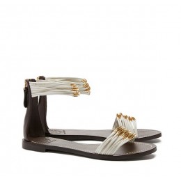 Tory Burch Mignon Rings Flat Sandal Ivory Coconut