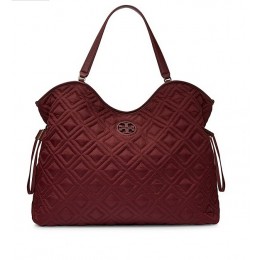 Tory Burch Marion Quilted Slouchy Baby Bag Deep Berry