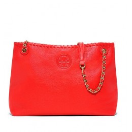 Tory Burch Marion Chain Shoulder Slouchy Tote Masaai Red