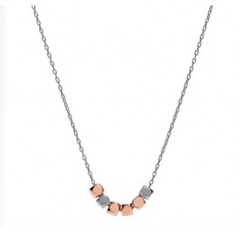 Tory Burch Geo-Cube Short Necklace Rose Gold Worn Tory Silver