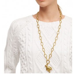 Tory Burch Dove Pendant Necklace Worn Gold