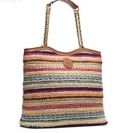 Tory Burch Marion Woven Slouchy Tote Mix Multi