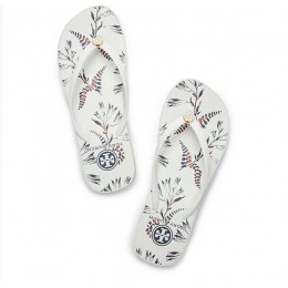 Tory Burch Thandie Wedge Flip-Flop Ivory-Sum Cape Flroal C