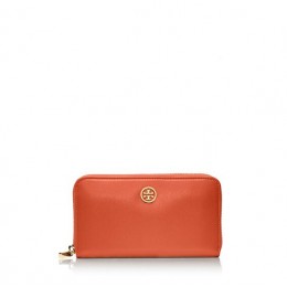 Tory Burch Robinson Zip Continental Wallet Blood Orange