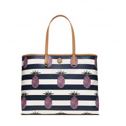 Tory Burch Kerrington Square Tote Pineapple Stripe Large