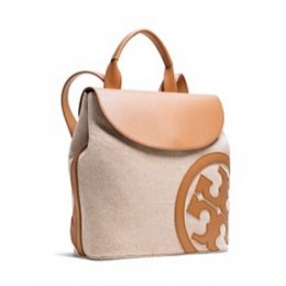 Tory Burch Lonnie Canvas Backpack Natural Vachetta