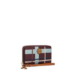 Tory Burch Kerrington Smartphone Wristlet Jumbo Plaid Slg Deep Berry
