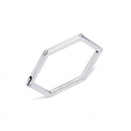 Tory Burch Hex-Logo Hinged Bracelet Tory Silver