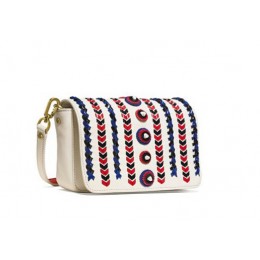 Tory Burch Embellished-Stitch Mini Bag New Ivory Masaai Red Tory Navy