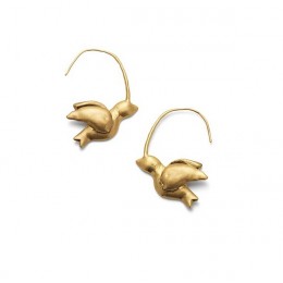 Tory Burch Dove Hoop Earring Worn Gold