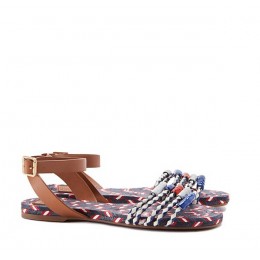 Tory Burch Braided Leather Flat Sandal Ivory-Tory Navy Tory Navy