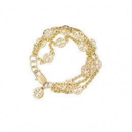 Tory Burch Multi-Strand Logo Bracelet Shiny Gold