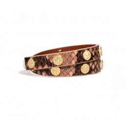 Tory Burch Double-Wrap Logo Stud Bracelet Light Oak Shiny Gold