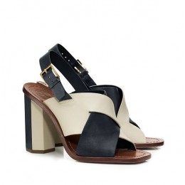 Tory Burch Bleecker Slingback Sandal Tory Navy Dulce De Leche