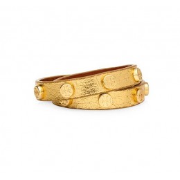 Tory Burch Double-Wrap Logo Stud Bracelet Gold