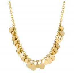 Tory Burch Logo Charm Short Necklace Worn Gold