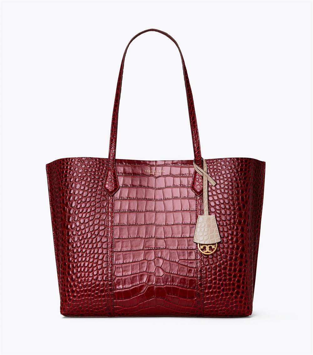 PERRY EMBOSSED TRIPLE-COMPARTMENT TOTE BAG