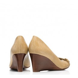 Tory Burch Mini Miller Open-Toe Wedge Trench Tan