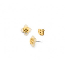 Tory Burch Babylon Resin Stud Earring Horn Shiny Brass