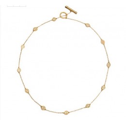 Tory Burch Logo Toggle Short Necklace Shiny Gold