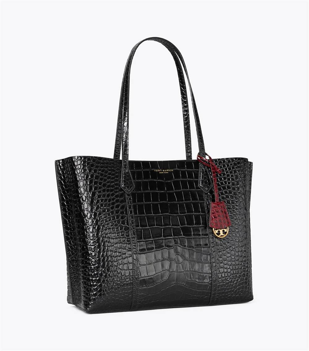 PERRY EMBOSSED TRIPLE-COMPARTMENT TOTE BAG