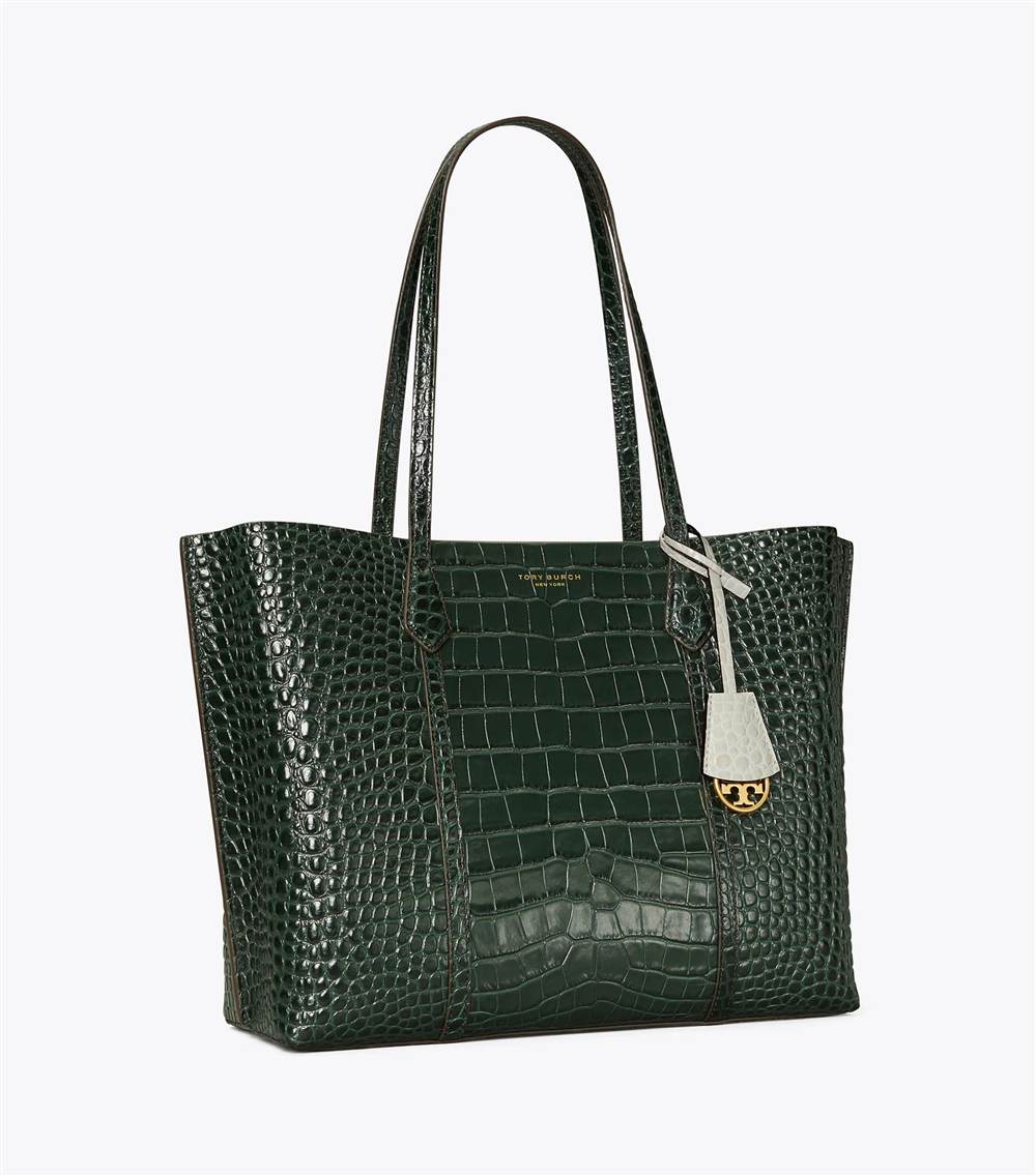 PERRY EMBOSSED TRIPLE-COMPARTMENT TOTE BAG