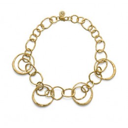 Tory Burch Hammered Metal Short Necklace Aged Gold