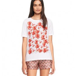 Tory Burch Printed Jersey T-Shirt Photo Flower A