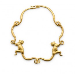Tory Burch Monkey Short Necklace Worn Gold