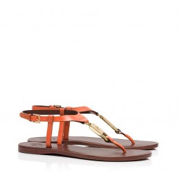 Tory Burch Padlock Flat Sandal Equestrian Orange