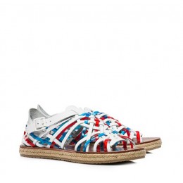 Tory Burch Huarache Flat Espadrille Sandal Ivory Multi