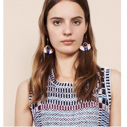 Tory Burch Multi-Color Sliced Earring Cobalt Multi Rose Gold