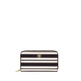 Tory Burch Robinson Stripe Zip Continental Wallet Robinson Stripe Raisin