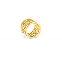 Tory Burch Perforated Serif-T Ring Shiny Gold